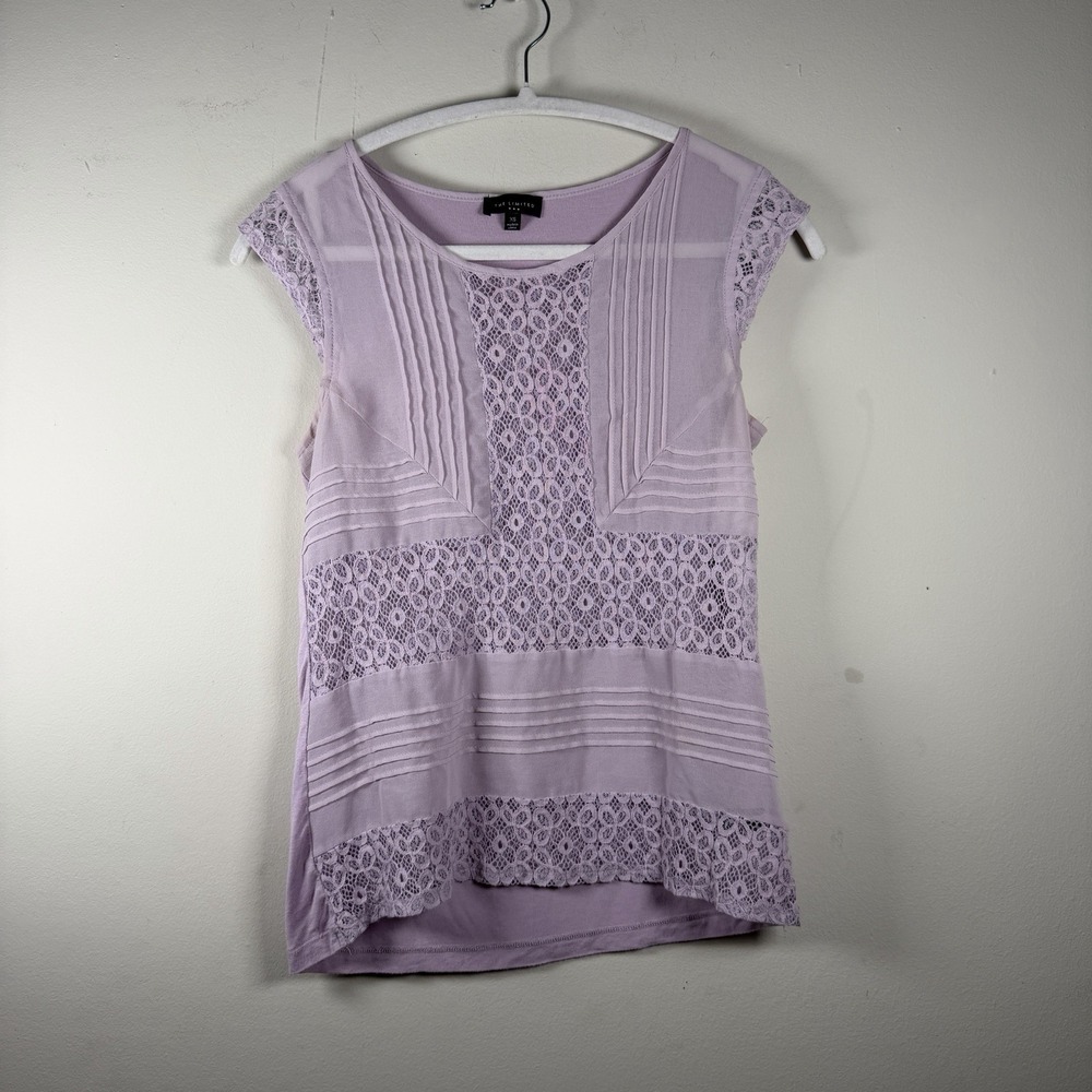 The Limited Womens Light Purple SS Blouse Size XS Soft Cottagecore Lace Summer